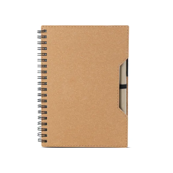 Caderno personalizado com capa em papelão reciclado e caneta